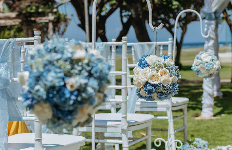 garden wedding with ocean view