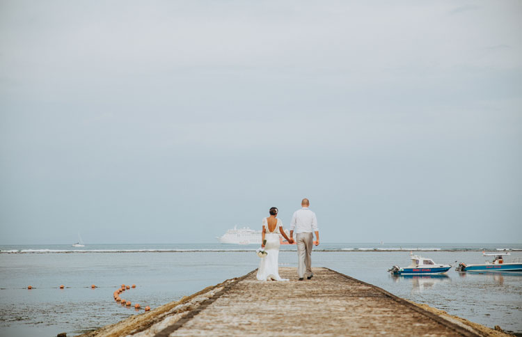 Bali Wedding white sand ceremony decoration beach wedding with the unobstructed beach as a background