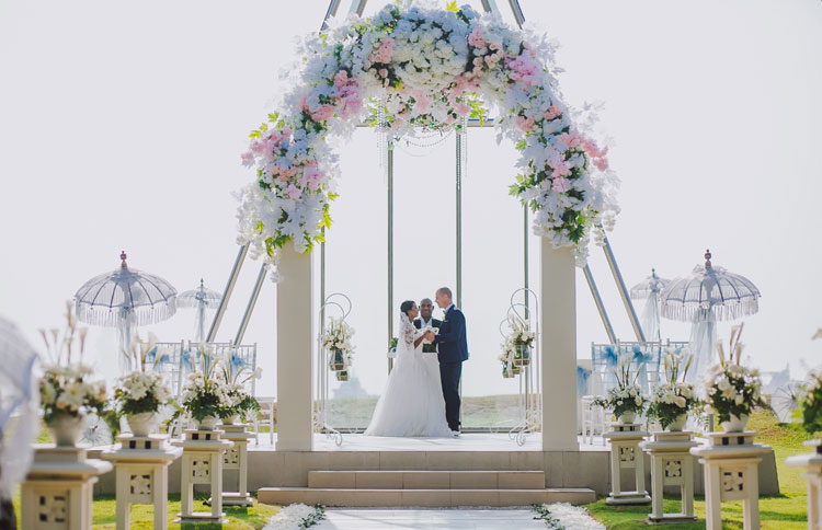 Bali Wedding chapel with sunrise view