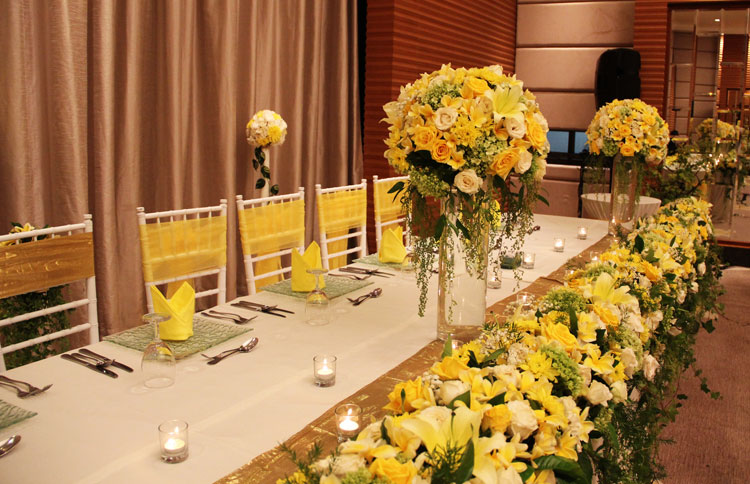 Indoor wedding celebration provides at the Grand Mirage's ballroom